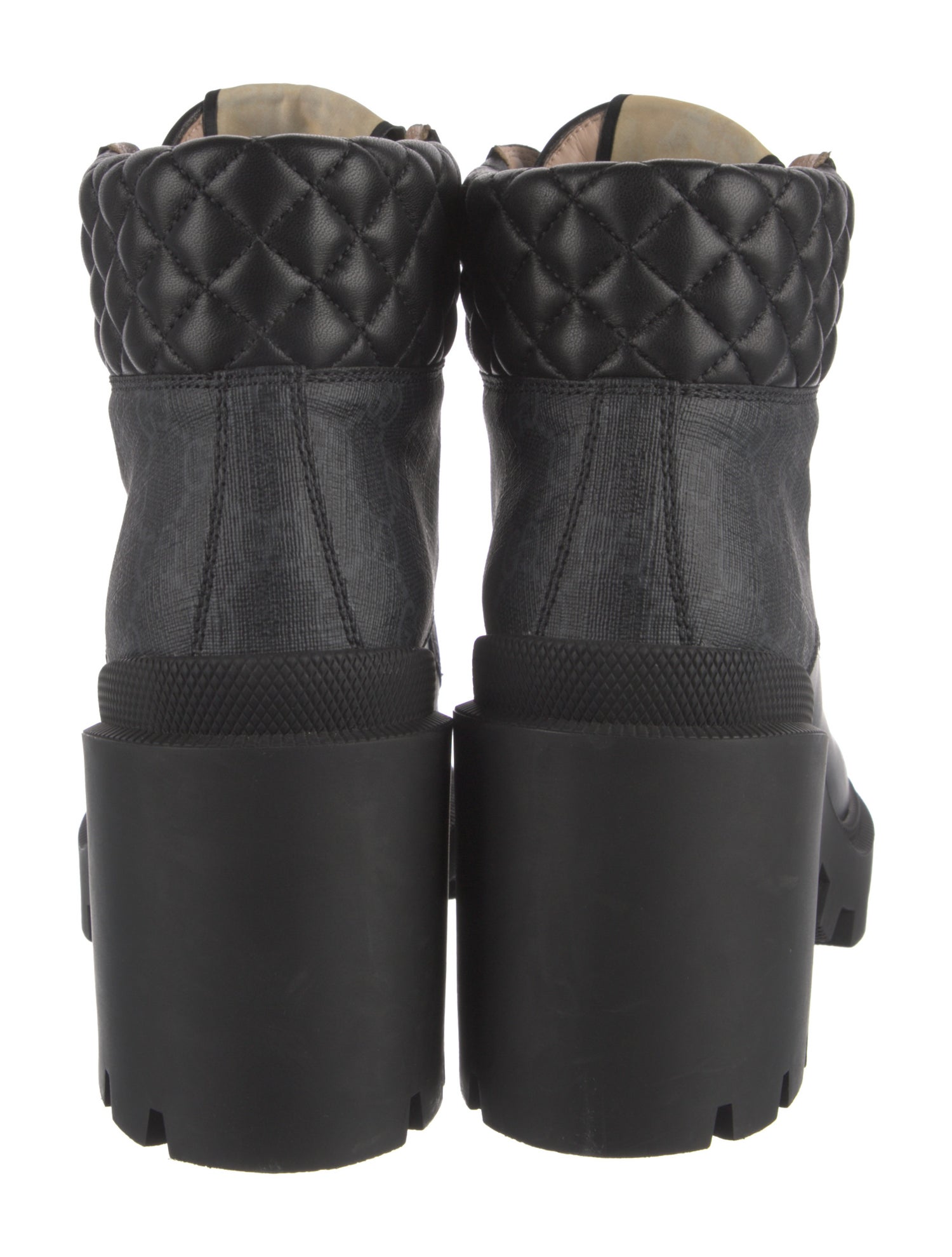 Gucci GG Canvas Leather Combat Boots